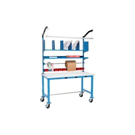 GLOBAL EQUIPMENT Mobile Packing Workbench W/Riser Kit   Power, ESD Safety Edge 60"W x 36"D 412462AB